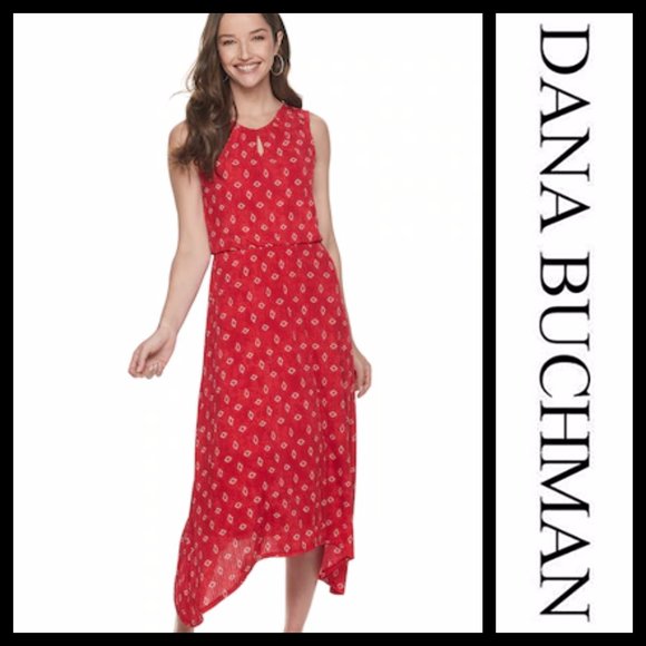 Dana Buchman Dresses & Skirts - Dana Buchman Red Sleeveless Sharkbite Dress NWT S